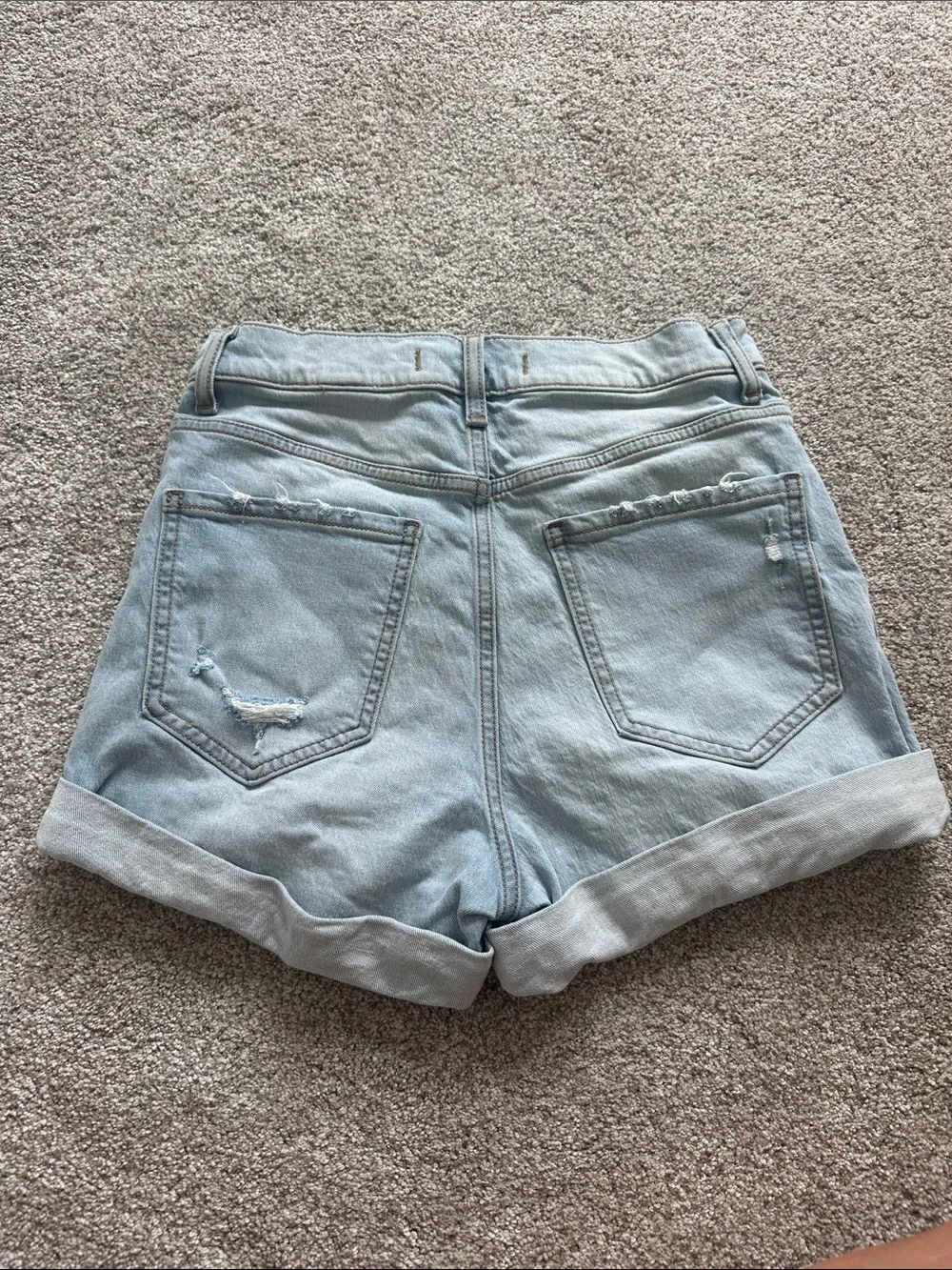 eunina Light Wash Distressed Denim Shorts